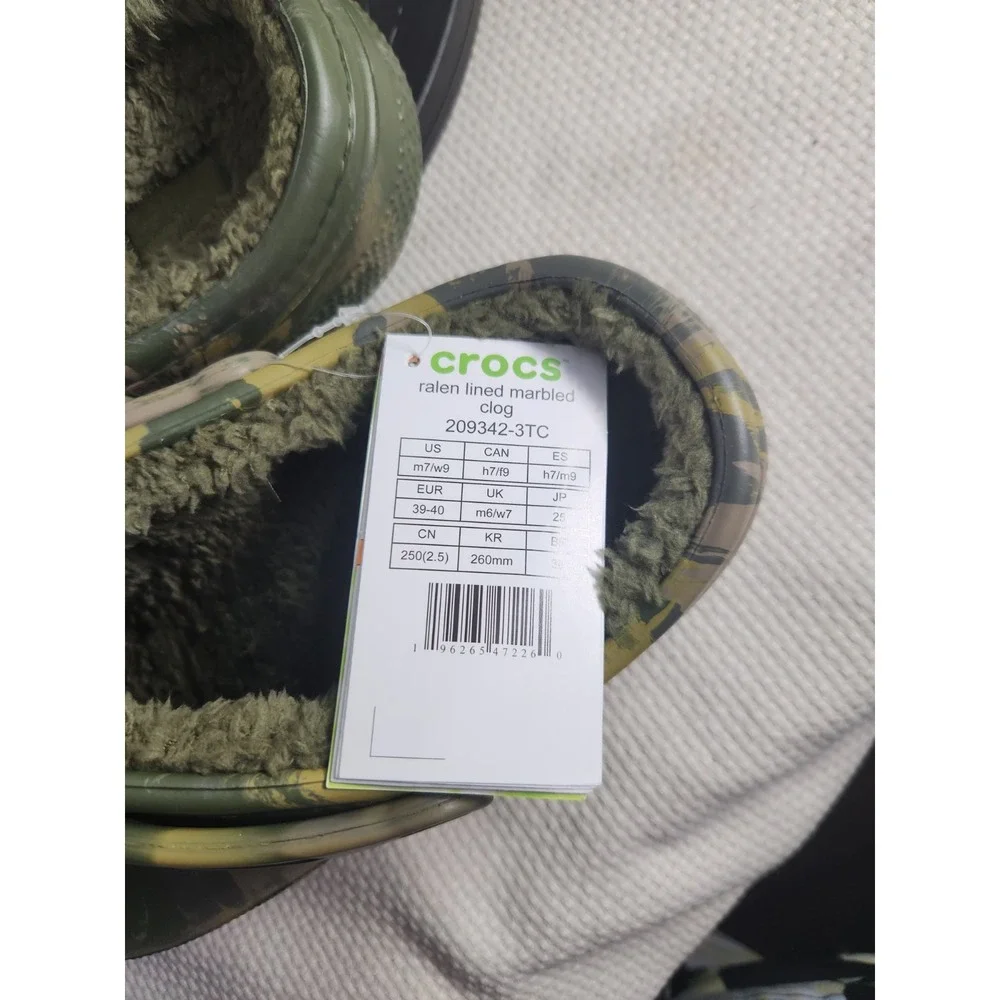 NWT Ralen Sherpa Lined Crocs Clog‎ Relaxed Fit Camo Men's 7 Womens 9 Authentic